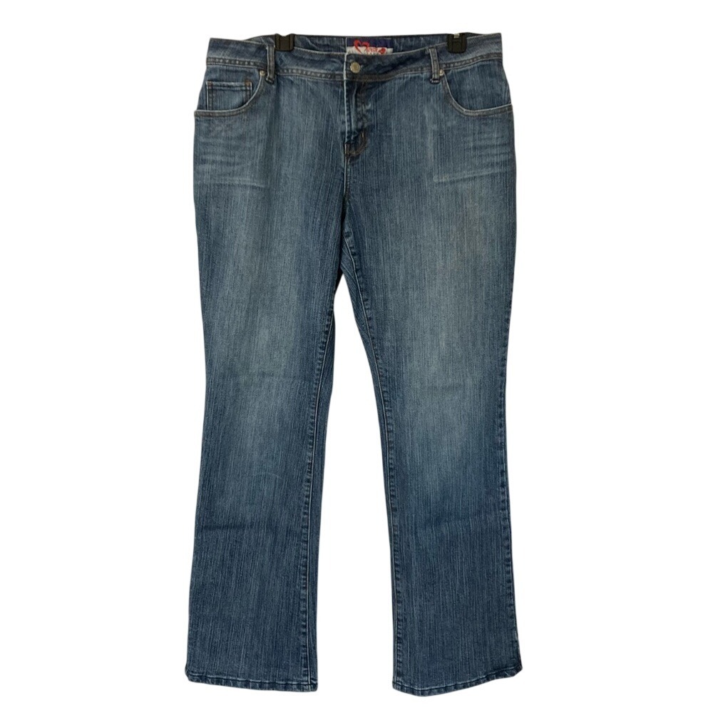 Mwah Jeans Bootcut Women 16W‎ Blue Cotton Blend Stretch Embroidered Y2K Classic